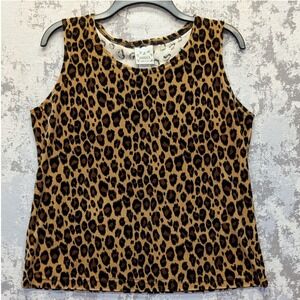 Donna USA Vintage Leopard Print Velour Tank Top – Y2K 90s – Made in USA Size S